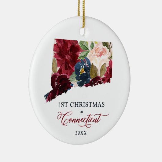 Eerste Kerstmis in Connecticut, gepersonaliseerde  Keramisch Ornament (Rechts)