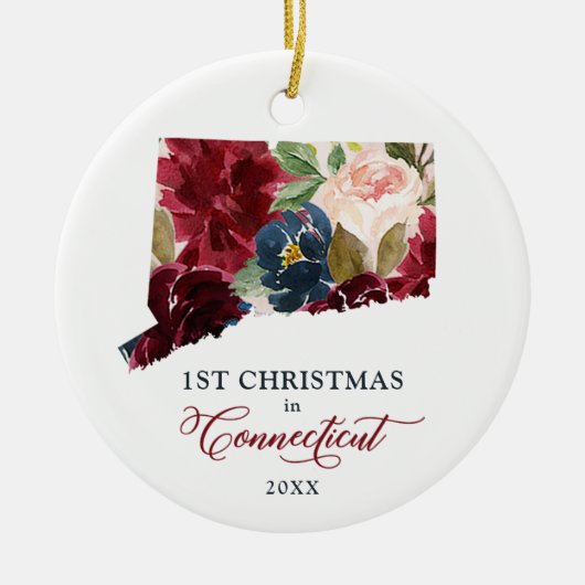 Eerste Kerstmis in Connecticut, gepersonaliseerde  Keramisch Ornament (Voorkant)