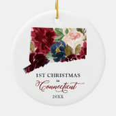 Eerste Kerstmis in Connecticut, gepersonaliseerde Keramisch Ornament (Achterkant)