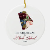 Eerste Kerstmis in de gepersonaliseerde staat Rhod Keramisch Ornament (Voorkant)