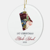 Eerste Kerstmis in de gepersonaliseerde staat Rhod Keramisch Ornament (Links)