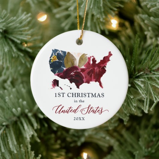 Eerste Kerstmis in de Verenigde Staten Keramisch Ornament (Boom)