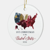 Eerste Kerstmis in de Verenigde Staten Keramisch Ornament (Links)
