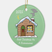 Eerste Kerstmis in geboortestad 2021 (Cabin) Keramisch Ornament (Links)