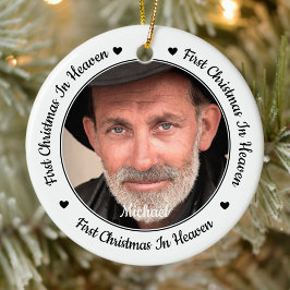 Eerste Kerstmis in Heaven Modern 2 Foto Memorial Keramisch Ornament