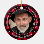 Eerste Kerstmis in Heaven Red Pset Foto Memorial Keramisch Ornament (Achterkant)