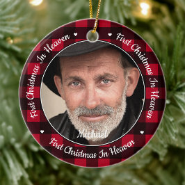 Eerste Kerstmis in Heaven Red Pset Foto Memorial Keramisch Ornament
