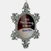 Eerste Kerstmis in Heaven Snowflake Pewter Christm Tin Sneeuwvlok Ornament (Links)