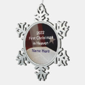 Eerste Kerstmis in Heaven Snowflake Pewter Christm Tin Sneeuwvlok Ornament (Rechts)