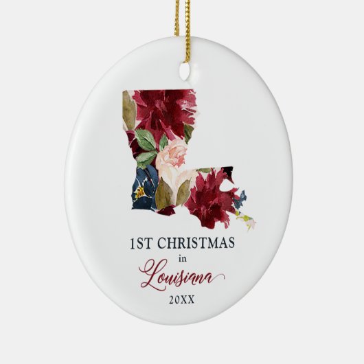 Eerste Kerstmis in Louisiana gepersonaliseerde Flo Keramisch Ornament (Rechts)