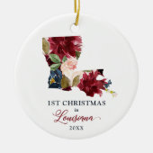 Eerste Kerstmis in Louisiana gepersonaliseerde Flo Keramisch Ornament (Voorkant)
