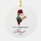 Eerste Kerstmis in Maine Personalized Moving State Keramisch Ornament (Voorkant)