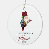 Eerste Kerstmis in Maine Personalized Moving State Keramisch Ornament (Links)