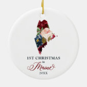 Eerste Kerstmis in Maine Personalized Moving State Keramisch Ornament (Achterkant)