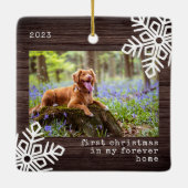 Eerste Kerstmis in mijn forever Home Dog Foto Keramisch Ornament (Achterkant)