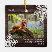 Eerste Kerstmis in mijn forever Home Dog Foto Keramisch Ornament (Voorkant)