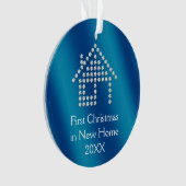 Eerste Kerstmis in New Home 20XX | Blauwe metaal Ornament (voorkant)