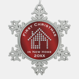 Eerste Kerstmis in New Home 20XX | Rode metalen Tin Sneeuwvlok Ornament