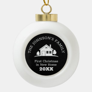 Eerste Kerstmis in New Home 20XX Snowflake Pewter Keramische Bal Ornament