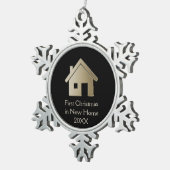 Eerste Kerstmis in New Home 20XX Tin Sneeuwvlok Ornament (Rechts)