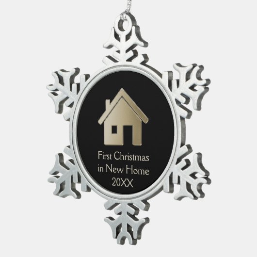 Eerste Kerstmis in New Home 20XX Tin Sneeuwvlok Ornament (Rechts)