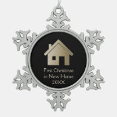 Eerste Kerstmis in New Home 20XX Tin Sneeuwvlok Ornament (Voorkant)