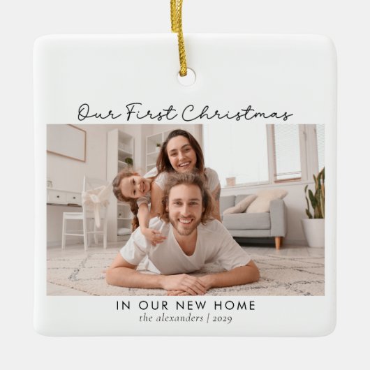Eerste Kerstmis in New Home 2 Foto Keramisch Ornament (Voorkant)