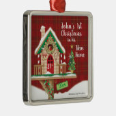 Eerste Kerstmis in New Home, Birdhouse Metalen Ornament (Rechts)