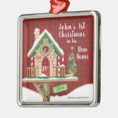 Eerste Kerstmis in New Home, Birdhouse Metalen Ornament (Links)
