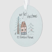 Eerste Kerstmis in New Home Cute Doodle House Ornament (voorkant)