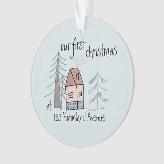 Eerste Kerstmis in New Home Cute Doodle House Ornament (voorkant)