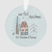 Eerste Kerstmis in New Home Cute Doodle House Ornament (voorkant)