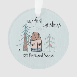 Eerste Kerstmis in New Home Cute Doodle House Ornament
