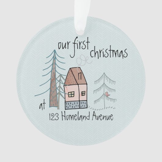 Eerste Kerstmis in New Home Cute Doodle House Ornament (voorkant)