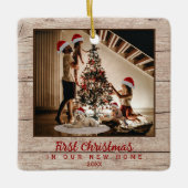 Eerste Kerstmis in New Home Family Foto Keramisch Ornament (Voorkant)
