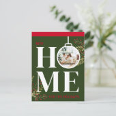 Eerste Kerstmis in New Home Festive Holiday Red Briefkaart (Staand voorkant)