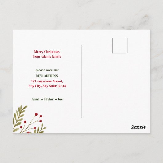 Eerste Kerstmis in New Home Festive Holiday Red Briefkaart (Achterkant)