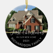 Eerste Kerstmis in New Home Full Photo Keepomwille Keramisch Ornament (Voorkant)