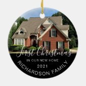 Eerste Kerstmis in New Home Full Photo Keepomwille Keramisch Ornament (Achterkant)