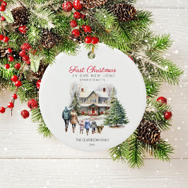 Eerste Kerstmis in New Home | Gezin met huisdier Keramisch Ornament