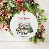 Eerste Kerstmis in New Home | Gezin met huisdier Keramisch Ornament