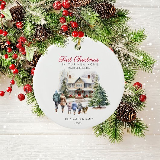 Eerste Kerstmis in New Home | Gezin met huisdier Keramisch Ornament