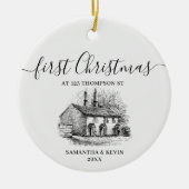 Eerste Kerstmis in New Home  Huis Keramisch Ornament (Voorkant)