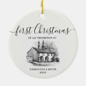 Eerste Kerstmis in New Home  Huis Keramisch Ornament (Achterkant)