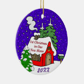 Eerste Kerstmis in New Home Keramisch Ornament (Rechts)