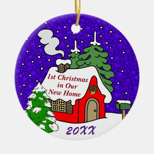 Eerste Kerstmis in New Home Keramisch Ornament (Voorkant)