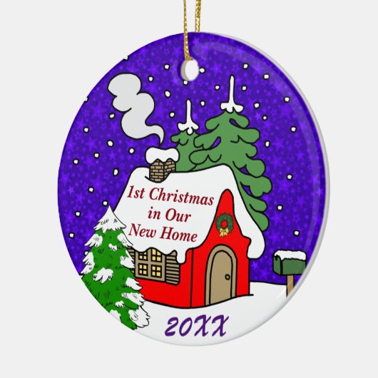 Eerste Kerstmis in New Home Keramisch Ornament (Links)