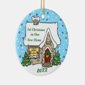 Eerste Kerstmis in New Home Keramisch Ornament (Rechts)
