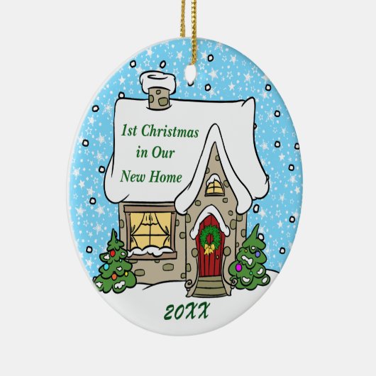 Eerste Kerstmis in New Home Keramisch Ornament (Rechts)