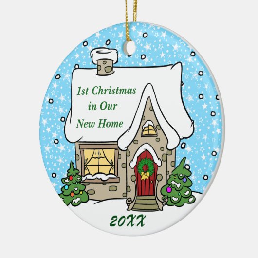 Eerste Kerstmis in New Home Keramisch Ornament (Links)